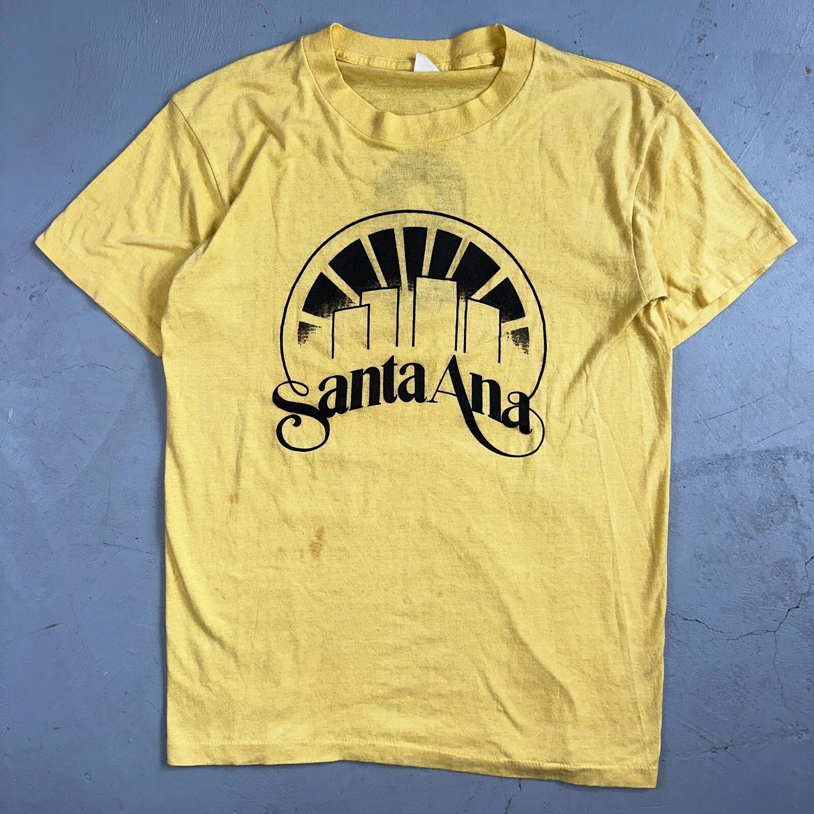 

Santa Ana 70s Large Yellow VTG T Shirt Number 9 Single Stitch Sports City Tour 3XL