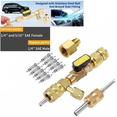 Zestaw do usuwania i montażu rdzeni zaworów z podwójnym rozmiarem portu 1/4" i 5/16", narzędzie do zaworów Schrader do czynników chłodniczych R22 R410a R134A R12 R32