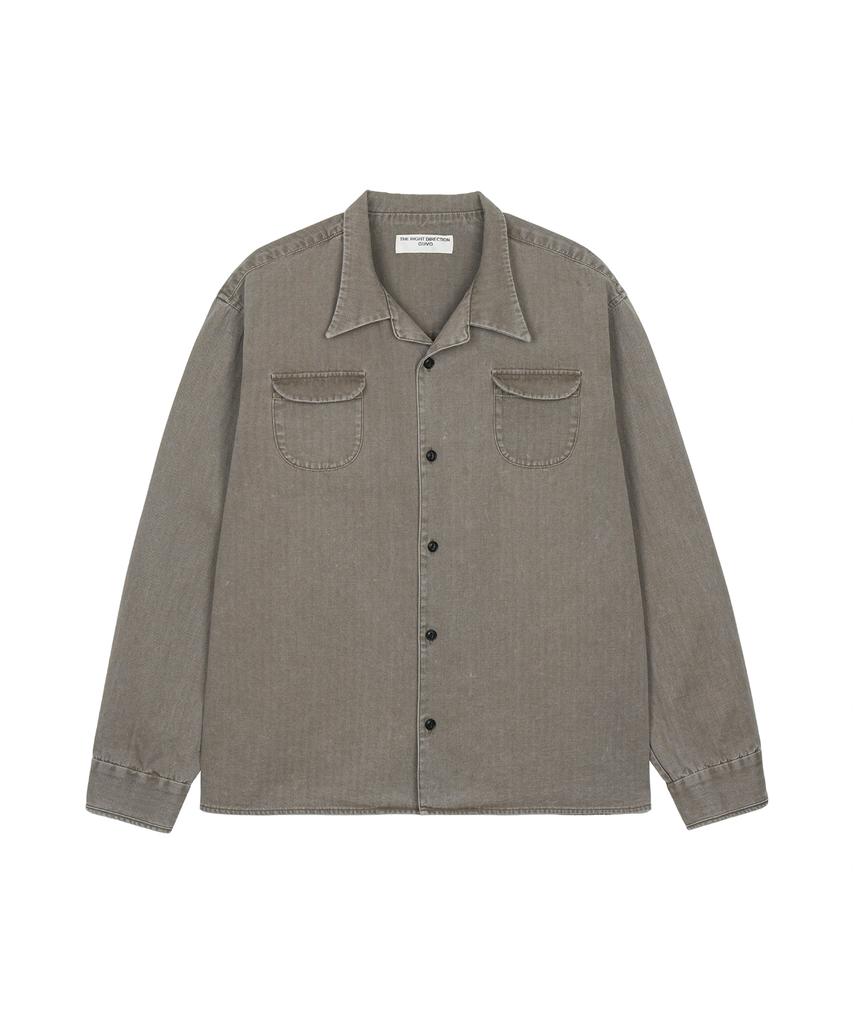GUVO Washed Open-Collar Shirt, Brown
