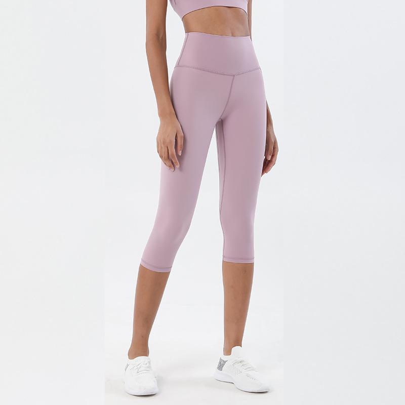 Double-sided Polished Nude Cropped Pants Yoga Pants Women's High Waist Hip Lift Peach Hip Sports Fitness Pants