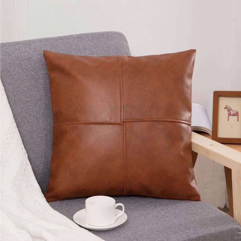 Leather Throw Retro Pillow Luxury Solid Color Cushion For Sofa And Backrest Perfect For Christmas Decor