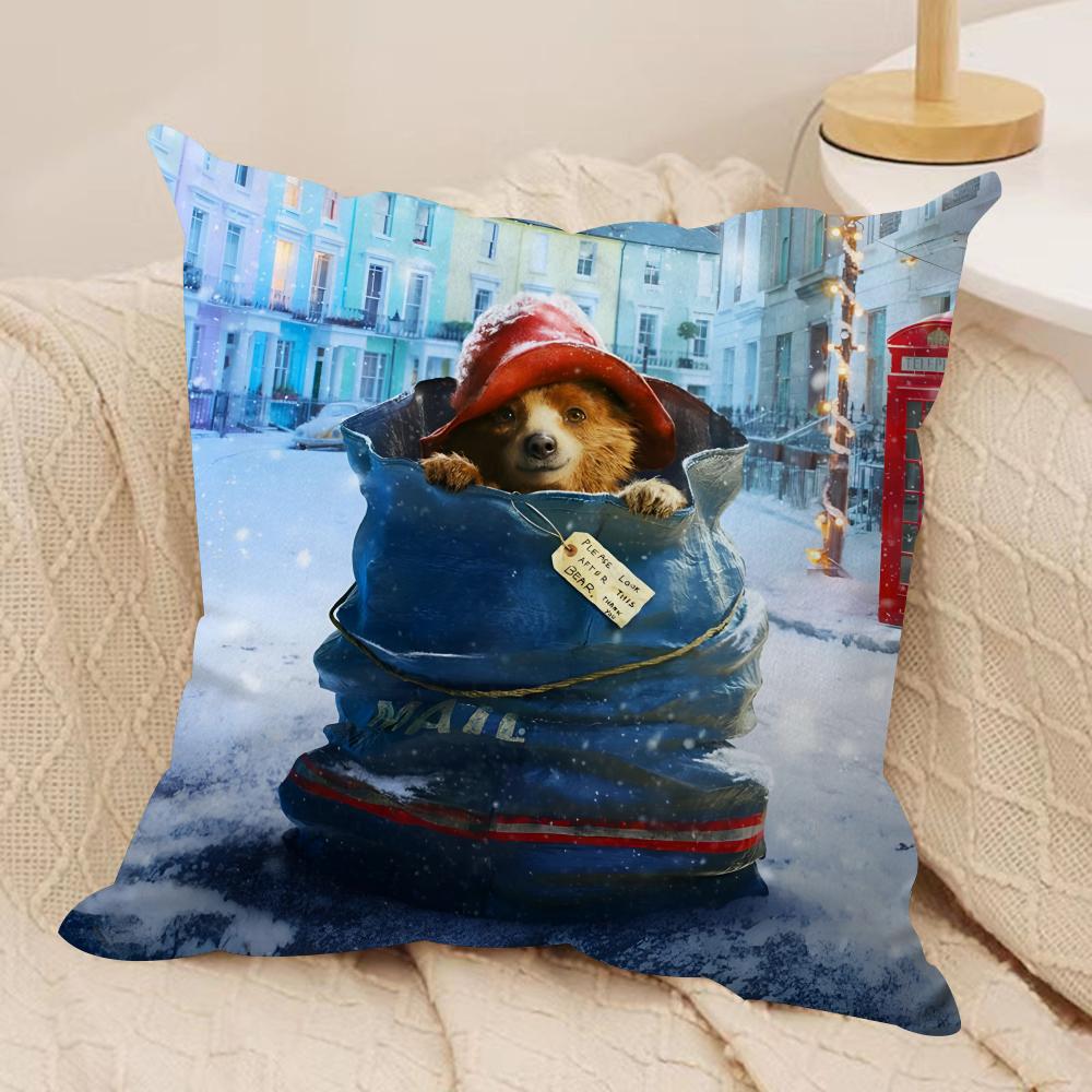 Cute Bear Cushion Cover Silky Short Plush Double-Sided Printed Pillow Case for Sofa All Seasons Home Decor Gift
