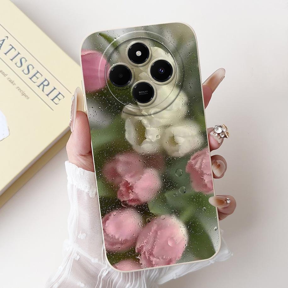 For Xiaomi Redmi 14C 4G Case Poco C75 Fashion Cherry Rose Flower Soft Silicone Cover On Redmi14C Bumper Redmi A4 A3 Pro 5G Funda