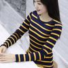 Long Sleeved T-shirt Women's Spring Sutumn New Striped Shirt Korean Loose Versatile Round Neck Bottoming Blouse M-5XL