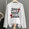 (Asian Size) Lovely Letter Merry Christmas New Year Graphic Tee Women Casual Fashion Top O-neck Clothing Print T Shirt Long Sleeve T-shirts