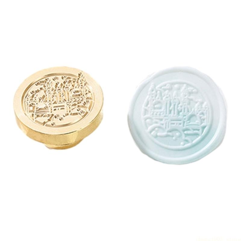 QX2E Flower Pattern Wax Stamp Head Replacement for Wedding Invitation Gift Card, Valentine Card Festival Gift Card Decoration