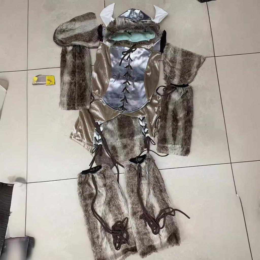 Halloween Pirate Viking Uniform, Cosplay Viking costue Bull King Warrior Show