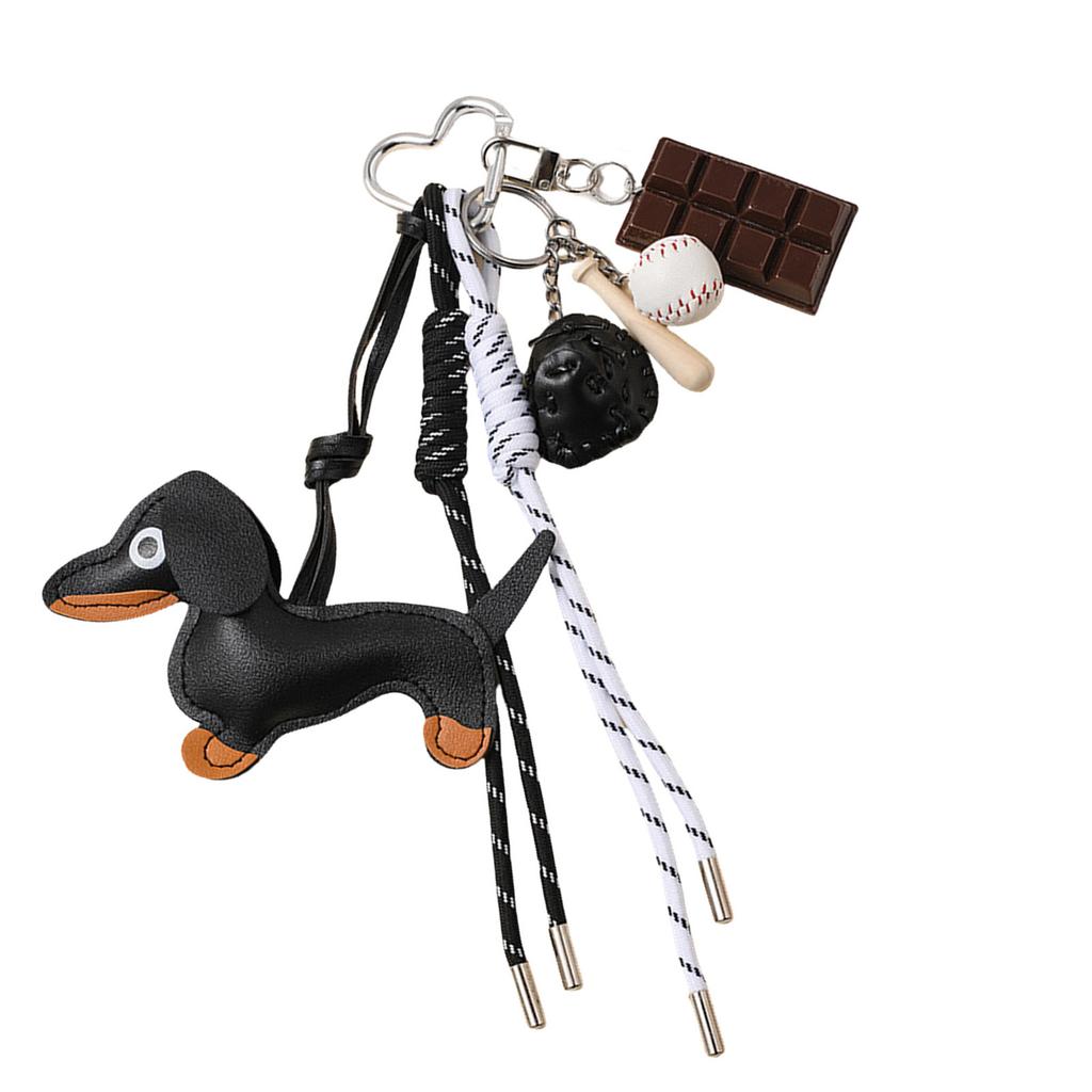 Fashionable Retro Sausage Dog Keyring Fashionable Sturdy PU Jewelry Accessory for Collectors and Trendsetters Use