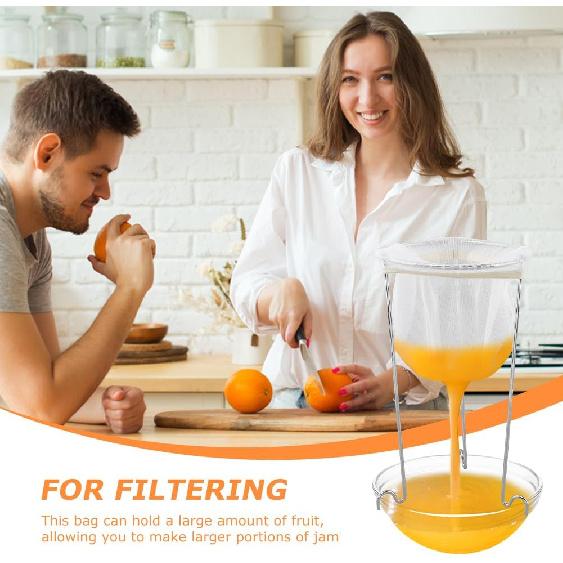 Jelly Strainer Stand with 3 Reble Strainer Bags, Stable Stainless Steel Sieve Stand Reble Food Jelly Filter Bags for Straining Juice Yogurt Cheese