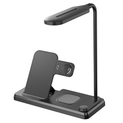 Schreibtischlampe mit magnetischem kabellosem Ladegerät, 3-in-1 faltbare Leuchte & Schnellladestation für Handy, Uhr, Ohrhörer
