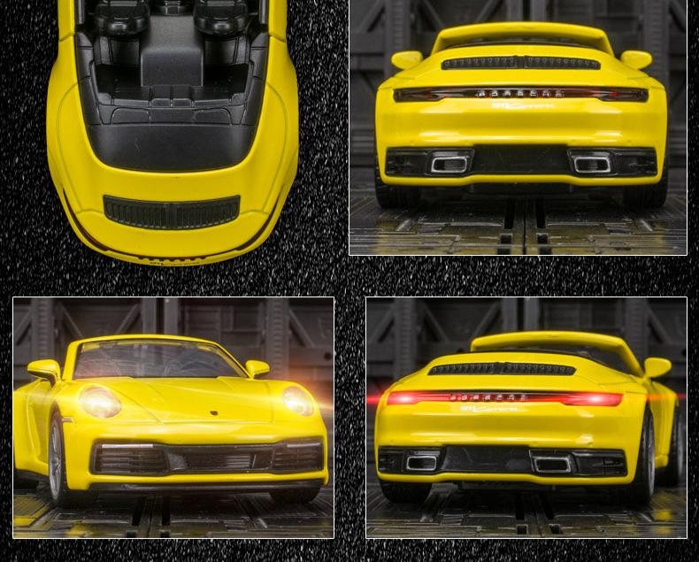 Caipo 88706 911 Carrera Alloy Toy Car with Sound, Light & Pull-back Function