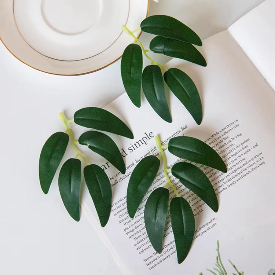 50Pcs Artificial Plant Green Silk Flowers Willow Leaves Spring and summer Diy gift Decor Home Wedding bride bouquet Accessories