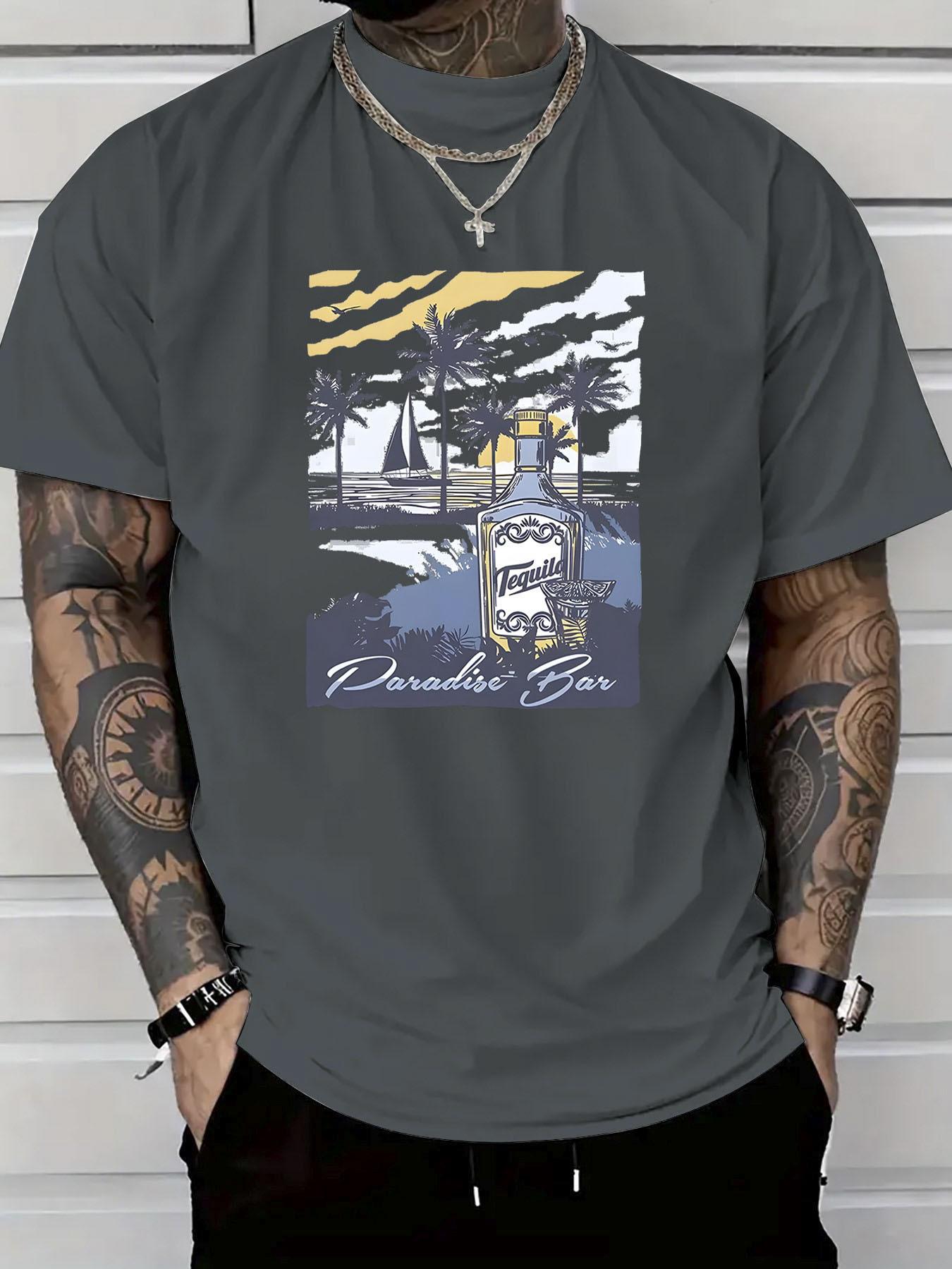 

Wine Glass Graphic Print Men s Luxury Cotton Short Sleeved T-shirt Summer Unisex Men s and Women s Street Fashion Clothing 4XL