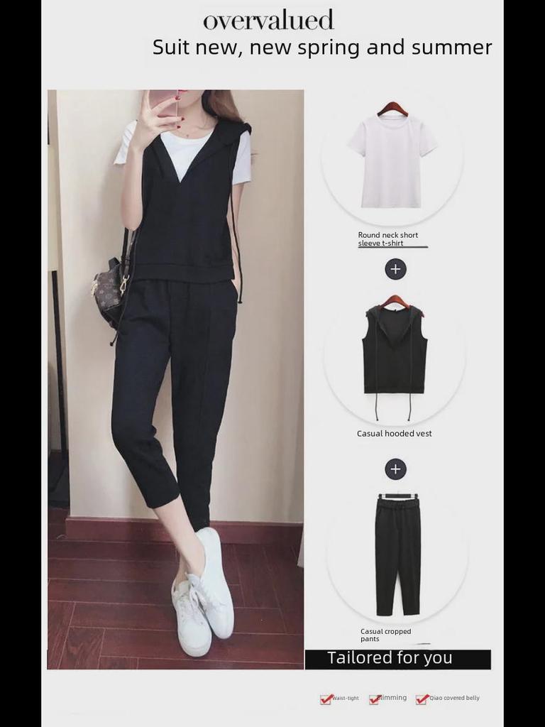 2022 Summer Plus Size Women's Casual Fashion Sports Three-Piece Suit