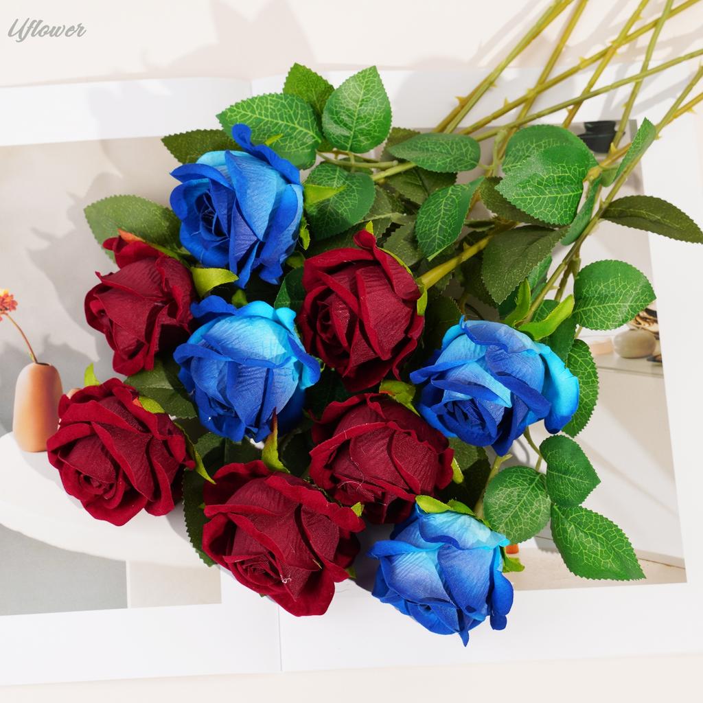 3/5 Stück 51 cm künstlicher Rosenstrauß aus rotem Samt, ideal für Heimdekoration, Partys, Tischdekoration, Valentinstag, Hochzeiten und DIY-Projekte