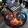 Yin Yang Tigers Round Area Rug,Carpet Rug for Living Room Bedroom Sofa Playroom Decor,Non-slip Floor Mat