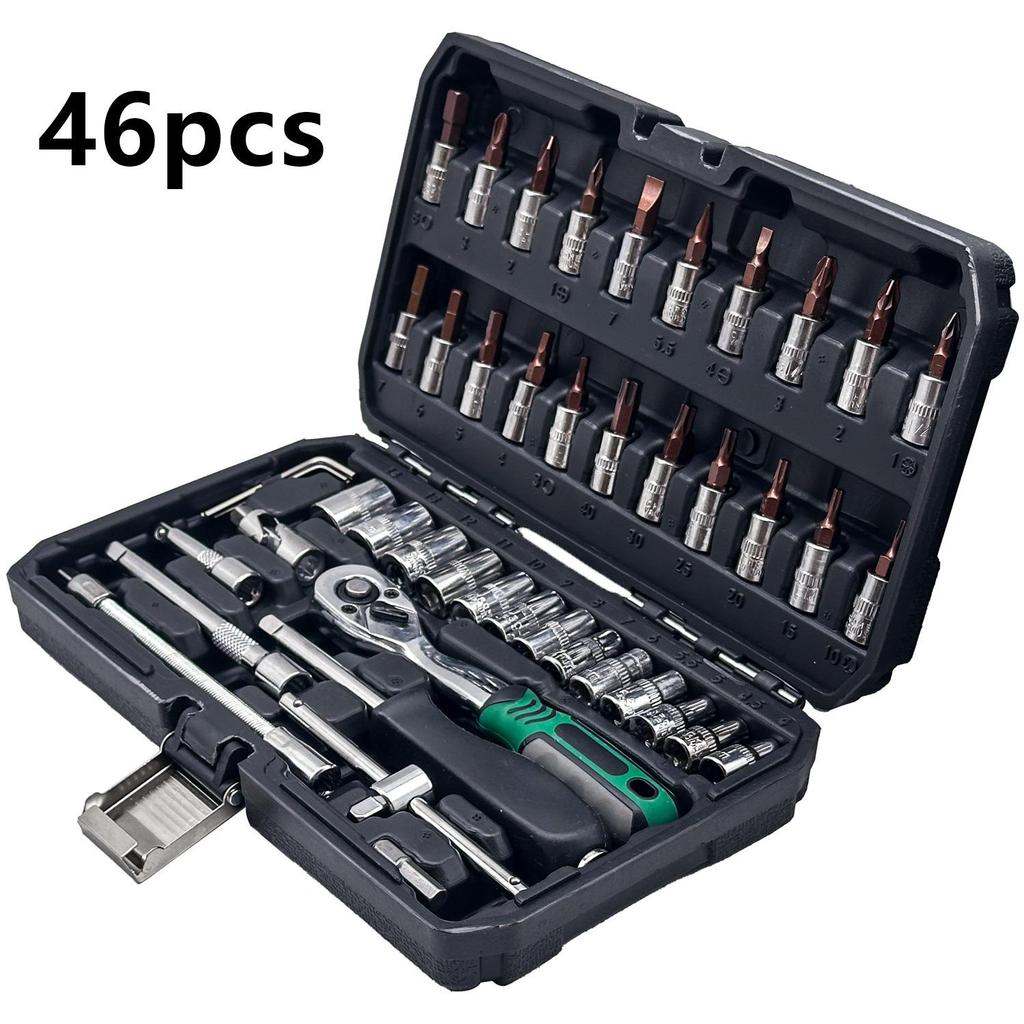 46-piece Cross-border Socket and Screwdriver Set with Small Ratchet Wrench for Household and Auto Repair