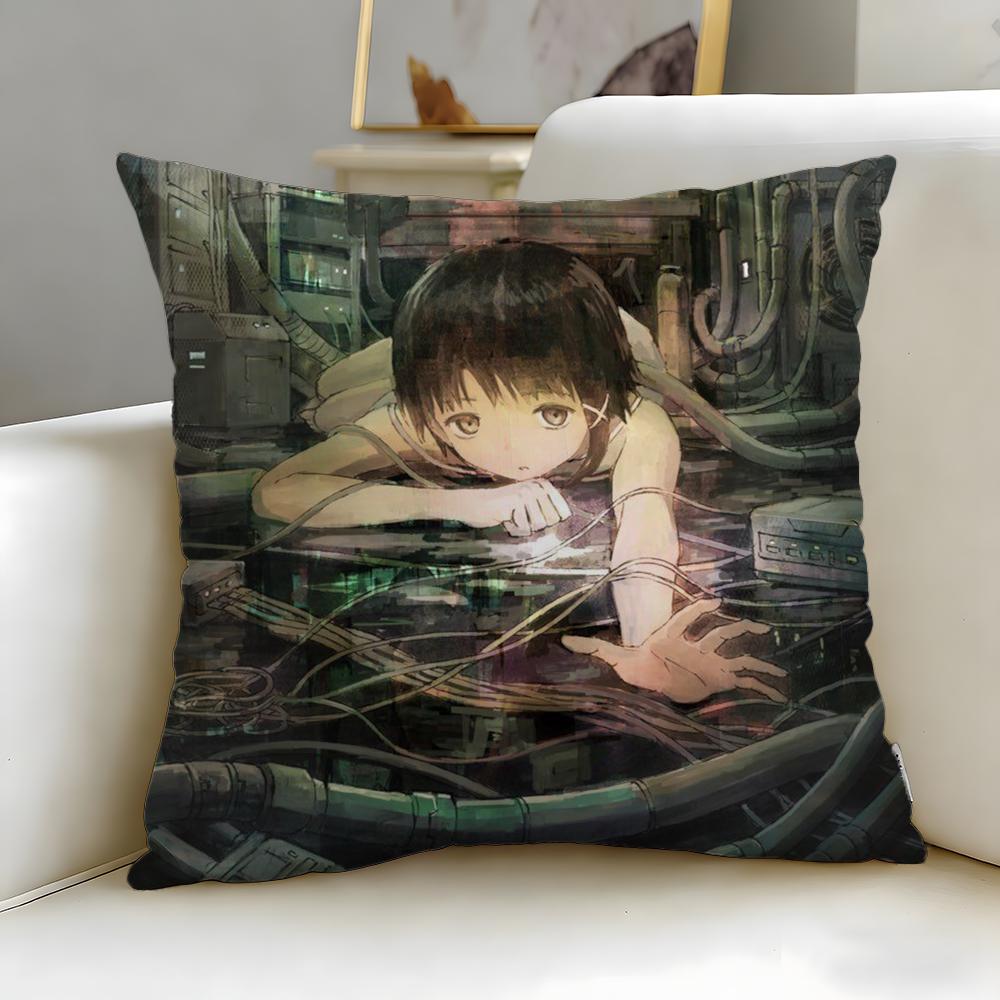 anime Serial Experiments Lain Cushion Cover Soft EasyWash Pillow Case Versatile for Couch Bed Travel and Office
