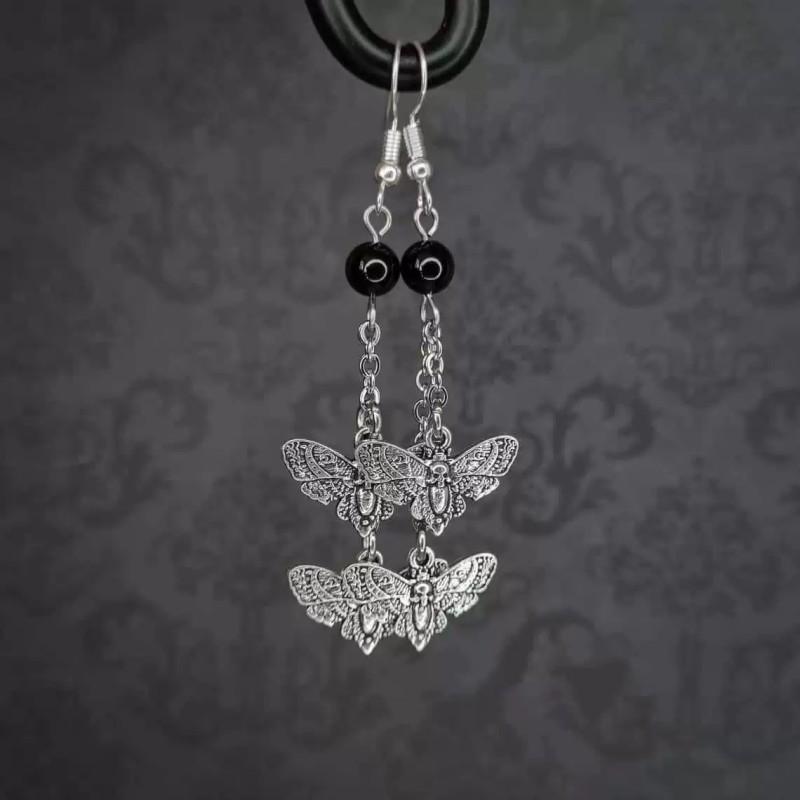 Dark Academy Gothic Death Moth Earrings: Magic Ghost Jewelry, Alternative Gothic Gift