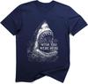 Wish You Were Here Shark Graphic T-Shirt Dark Humor Great White Vintage Engraving Ocean Horror Tee