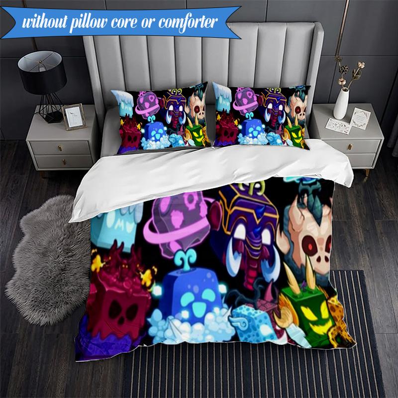 Colorful Cube Creatures 3pcs K-pop Music Group Bedding set,Ideal for Bedroom, Dormitory,Including Duvet Cover And 2pcs Pillowcases,Fan Gifts