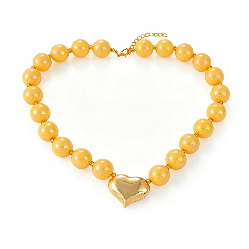 Women s Fashion Heart Pendant Copper & Resin Beaded Necklace by Asu China