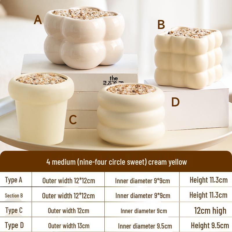 Nordic Style Cream Ceramic Succulent Pot for Phalaenopsis and Green Plants