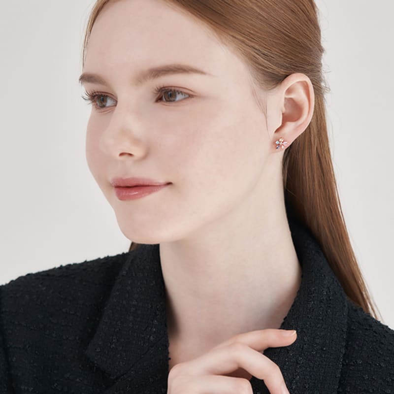 ELLE Jewelry 14K GF Rainbow Flower Point Earrings ELGPEE541