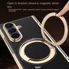 For Samsung Galaxy Z Fold 7  Leather 360° Swivel Bracket Magnetic Tempered Glass Front Membrane Anti-Drop Fingerprint Phone Case