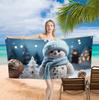 Merry Christmas Snowman Background Cute Single sided Printed Beach Towel Home Decoration Bath Towel 75x150cm Bathroom