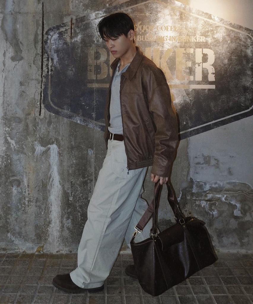 Placestudioman Minimal Suede Standard Two-Way Authentic Blouson Zip-Up Jacket [Brown]