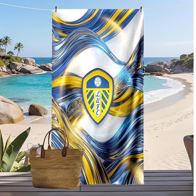 Leeds United Fußball-Druck Strandtuch, Großes Weiches Schnelltrocknendes Handtuch für Strand Camping Schwimmen