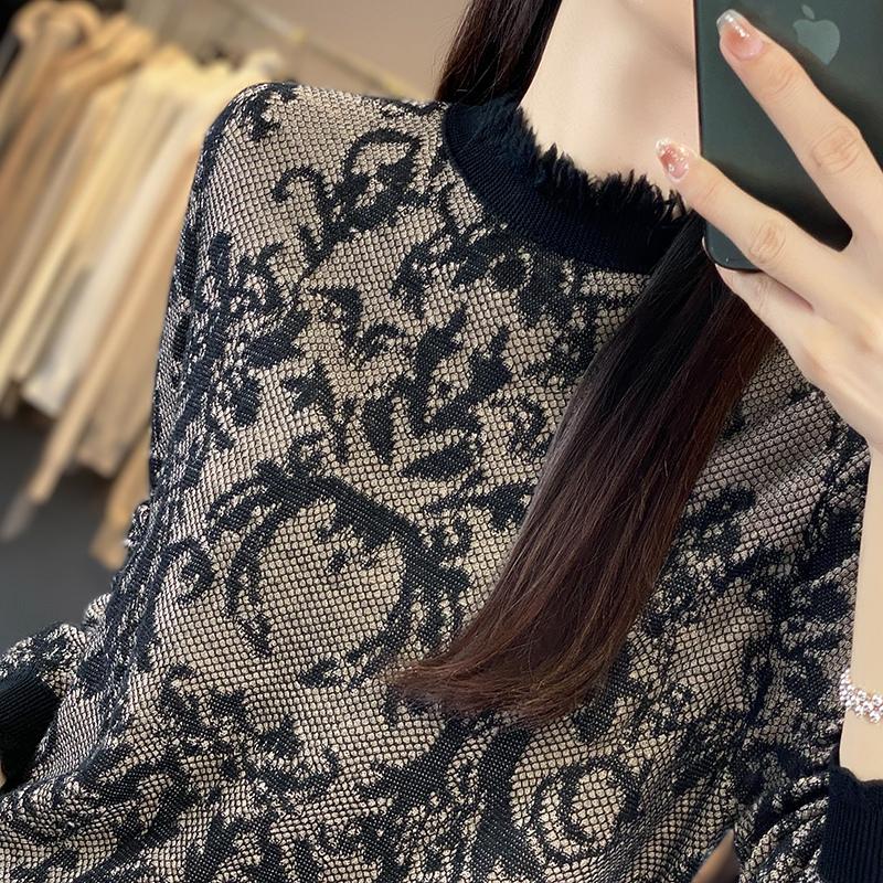 Dámský kašmírový svetr Qinghe kašmír 50% vlna 50% morušové hedvábí Dámský podzimní a zimní kašmírový svetr měkký a teplý