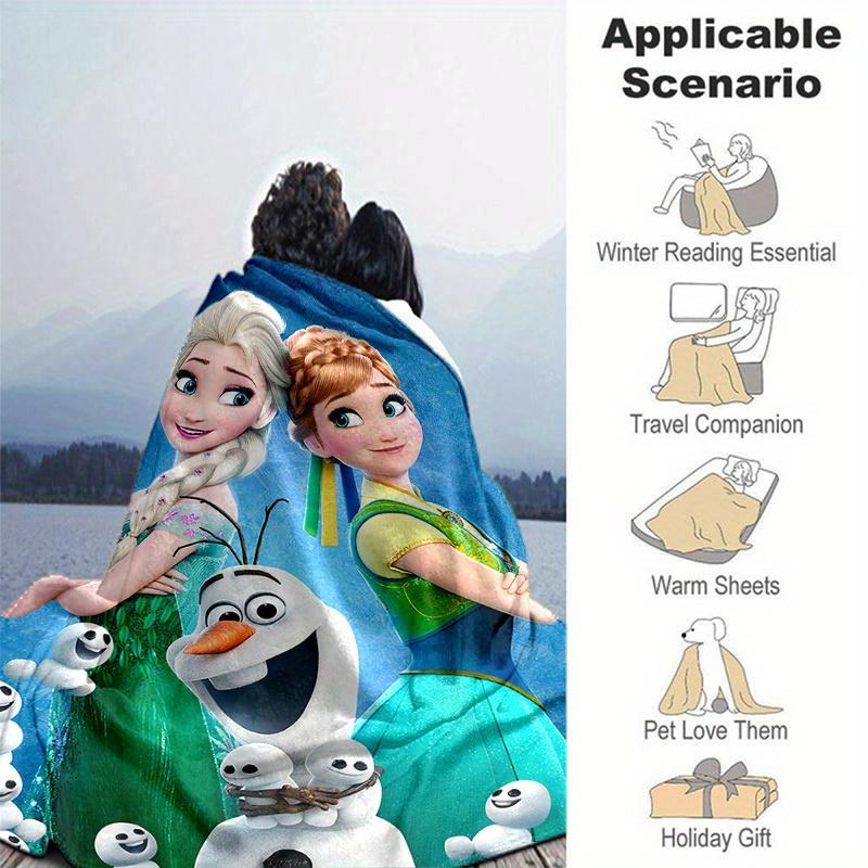 1pc. Elsa & Anna Frozen Fever Snowflakes Blanket, Home Office Outdoor Gift for Kids and Adults