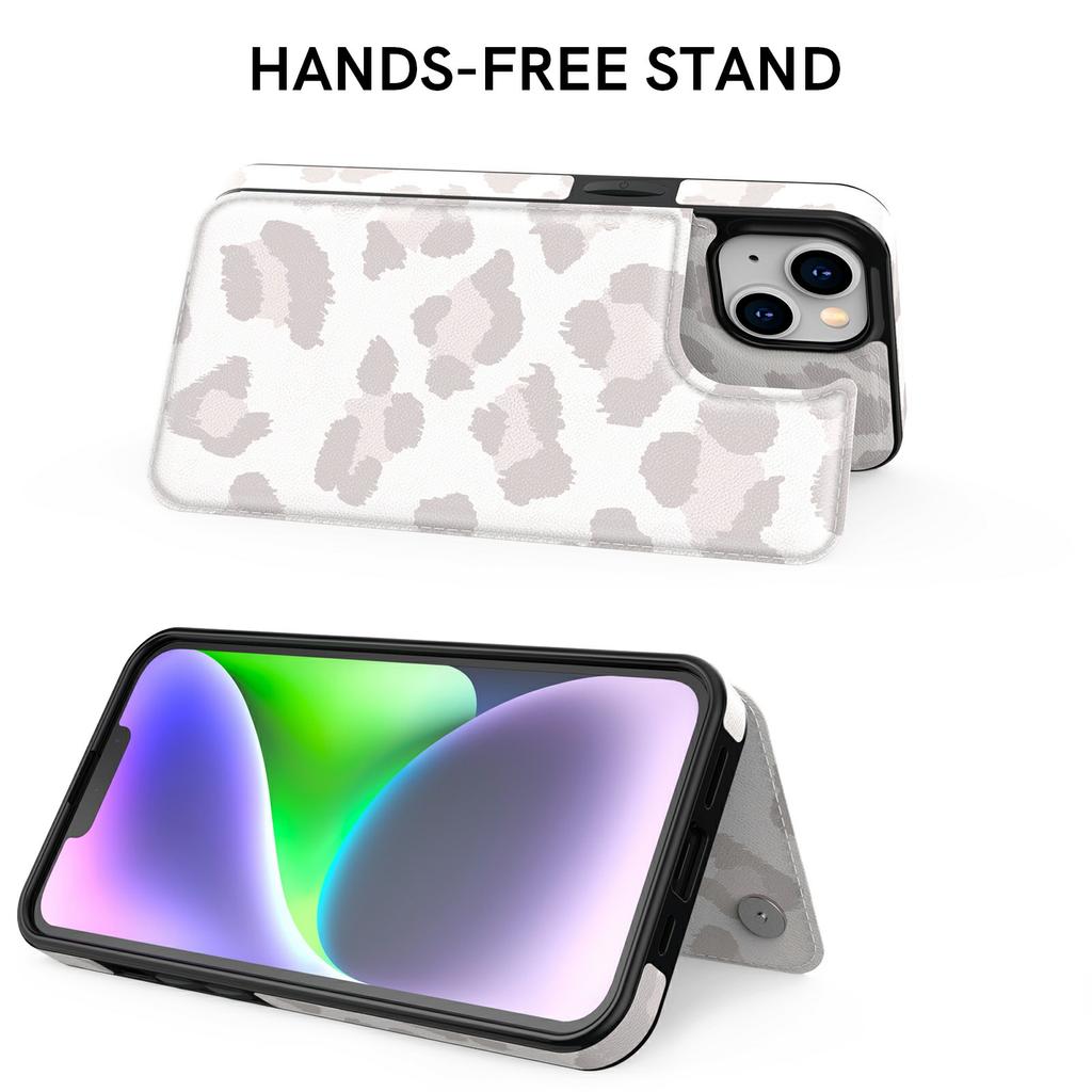 AHASTYLE WG08 For iPhone 14 Case Pattern Printing Wallet Kickstand Anti Drop Leather Phone Back Cover