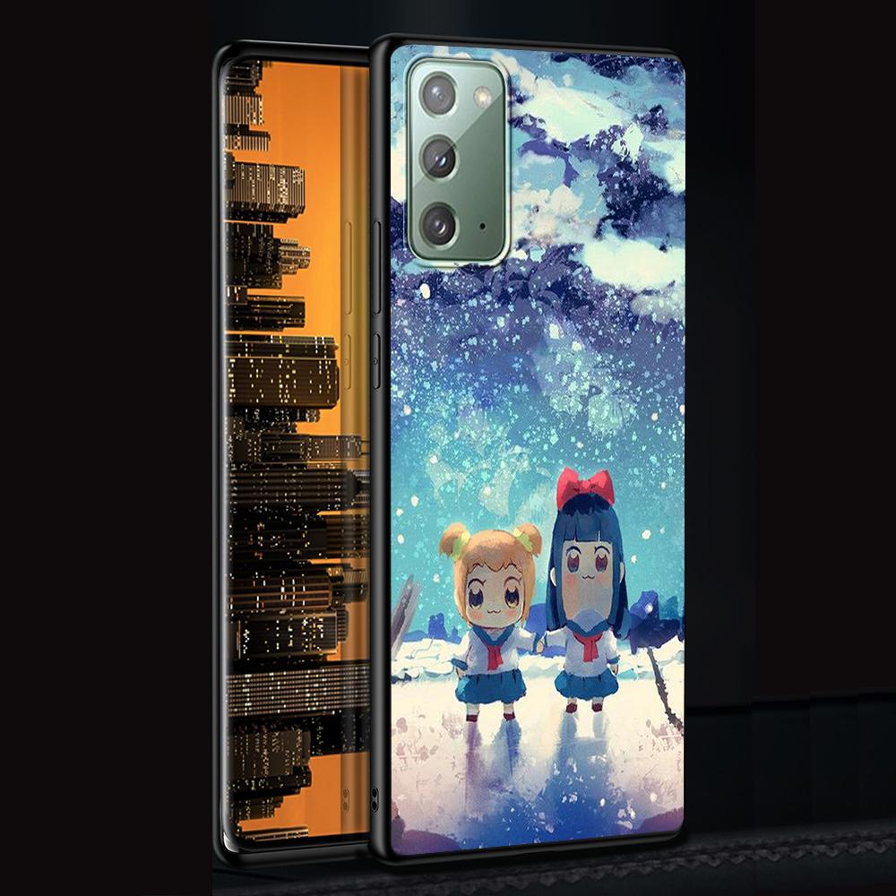 Pop Team Pipi Anime Case for Samsung Galaxy Note 20 Ultra 10 Lite 9 8 A53 A52 A12 S22 S21 FE S20 Plus Silicone Black Phone Cover