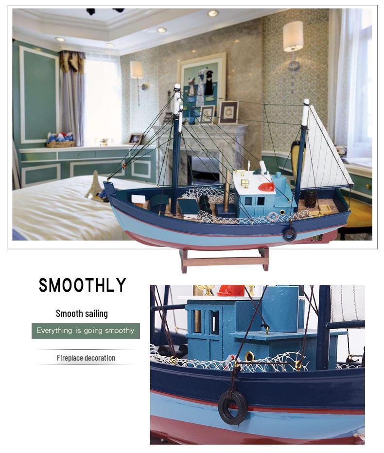 Handmade Wooden Sailboat Model - Smooth Sailing Decorative Craft Boat Birthday Gift