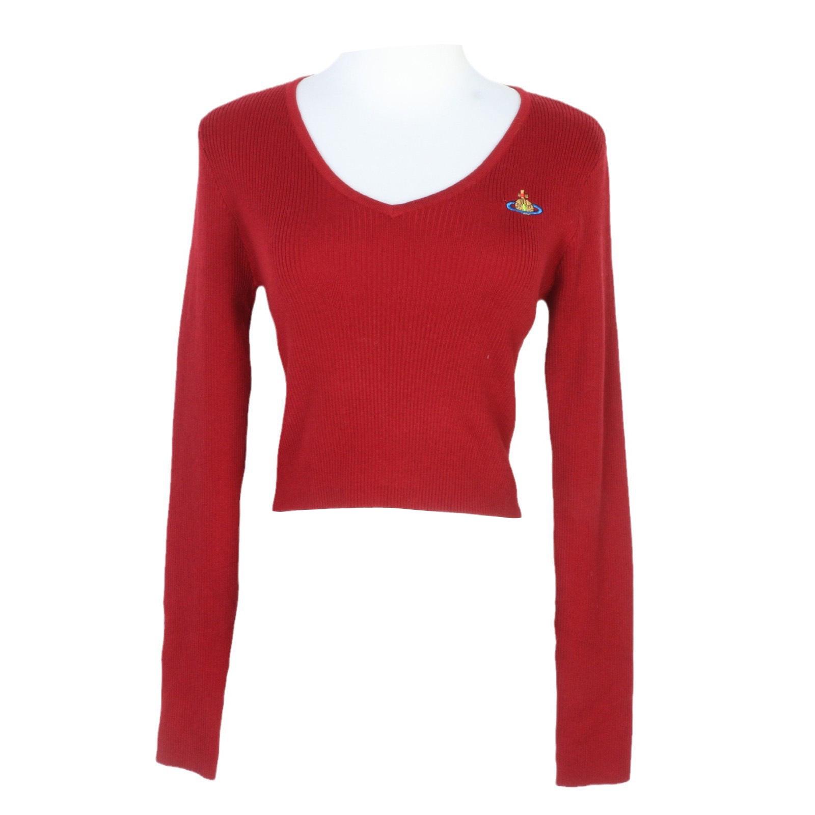

Korean V-Neck Slim Fit Knit Top with Saturn Embroidery Medium