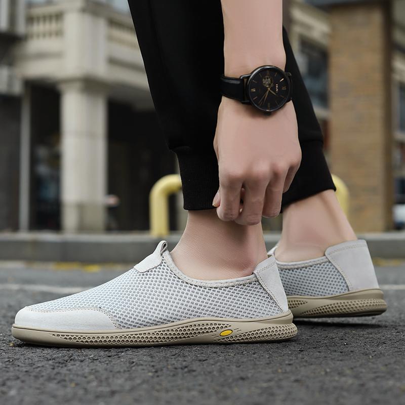 Fashion New Arrival Slip-On Driving Flats Breathable Mesh Men Shoes Summer Lightweight Men's Loafers Hollow Out Driving Casual Shoes