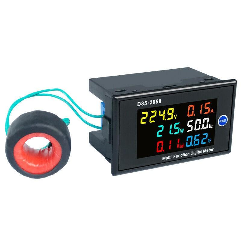 Digital LCD AC Panel Meter Voltage Amps Frequency Energy Power 40-300V 0-100A