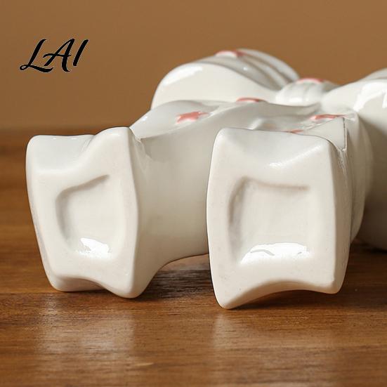 French Style Bow Vase Ceramic with Star Decorative Flowers Vase Creative Flower Chic Room Decor Gifts Arrangement Holder for Living Table