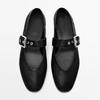 Sheepskin Version~ French Niche Mary Jane Shoes Women's Leather One-word Buckle Black Small Leather Shoes Flat Ballet Shoes