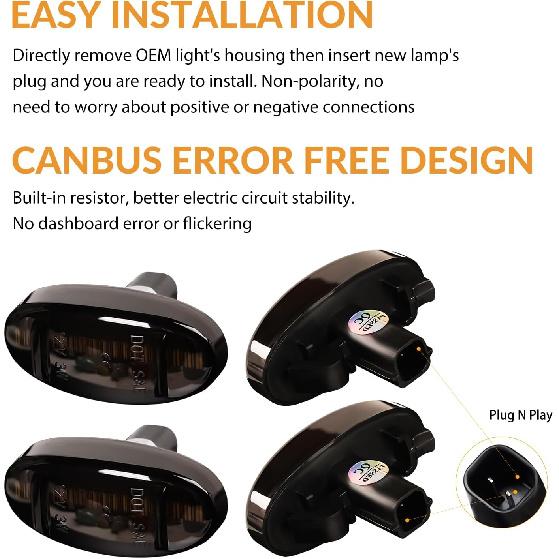 LED Dually Bed Fender Side Marker Lights For 2011- Ford F250 F350 F450 F550 Super Duty Trucks Smoked Len (White Led)