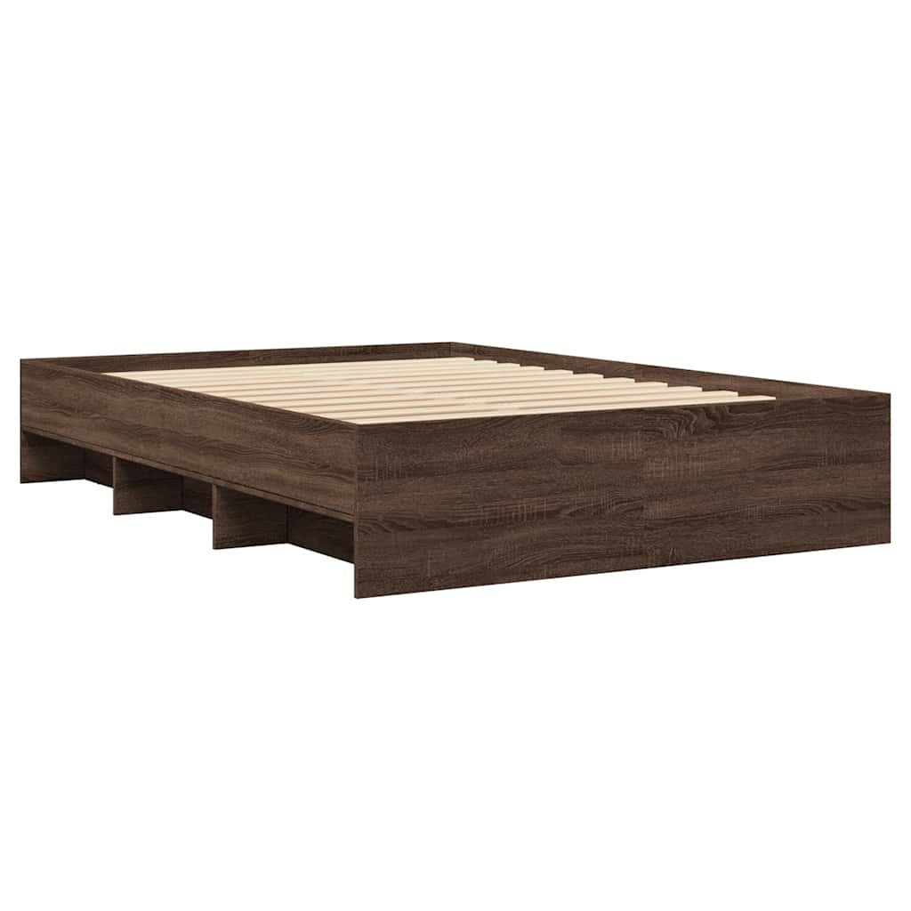 Bed Frame Without Mattress Brown Oak Look 120 X 200 Cm Engineered Wood
