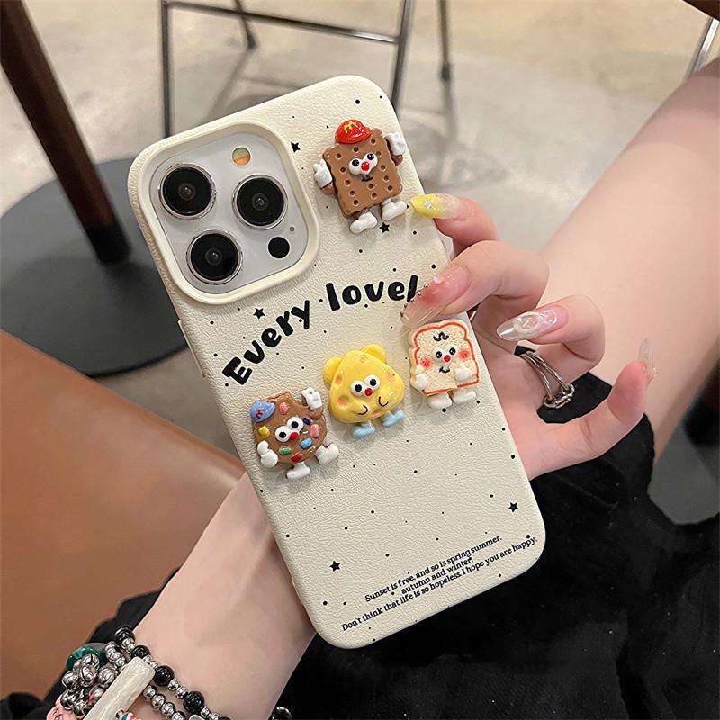 Three-dimensional Biscuit Cheese Expression Suitable for IPhone16promax Apple 14 Mobile Phone Case 13/12 Women 15