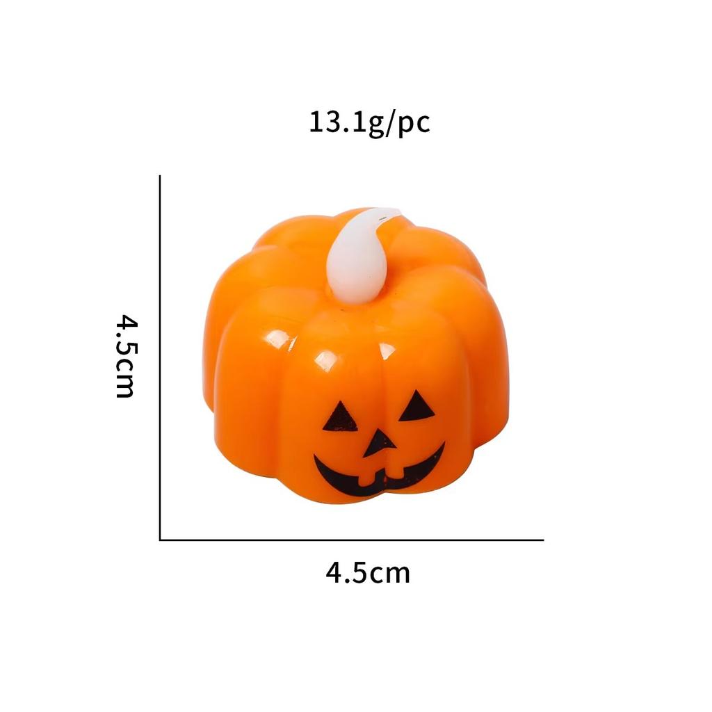 12pcs Electronic Candles Halloween Pumpkin Lamp Ornaments Decor  Festival Party Scene Setting Jack-O-Lantern Props Accessories