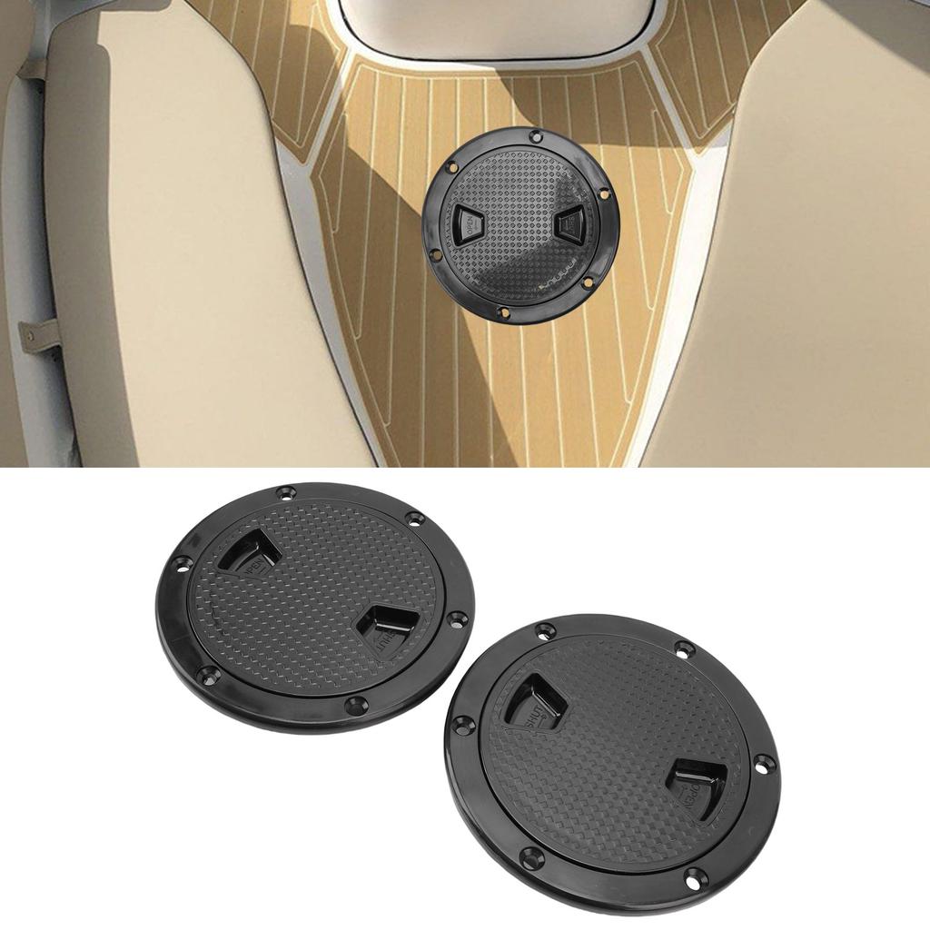 2PCS Boat Deck Plates Non Slip Round Shape Thickened Rubber Inspection Deck Plate with Detachable Cover