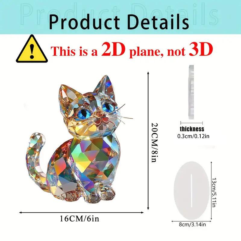 2D Colorful Animal Acrylic Ornaments Colorful Cat Figurine Decoration Kitten Standing Miniature Desktop Decoration For Home