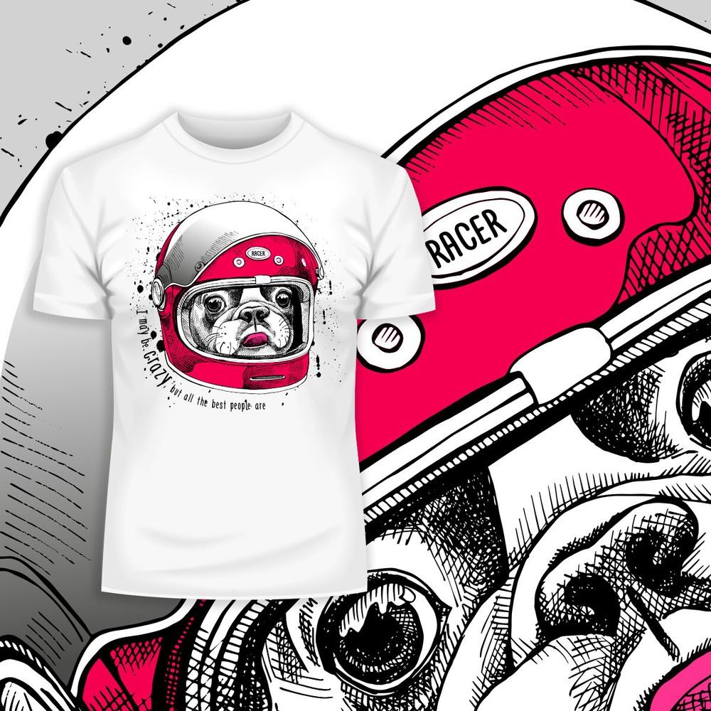 French Bulldog T-Shirt Modern Racer Biking Helmet Funny Gift