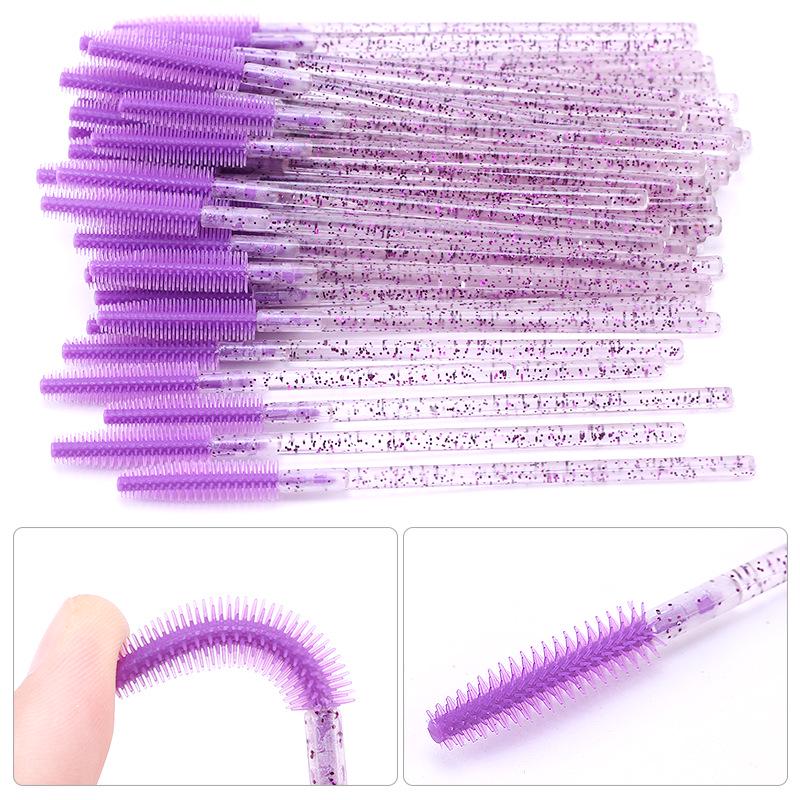 

50-Pack Crystal Silicone Eyelash & Eyebrow Brush - Colorful Makeup Comb